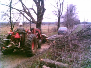 Grandpa picking up the pieces